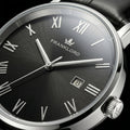 Franklord Prestige Onyx Leather Men's Watch – Black Sunburst Dial & Black Leather Strap