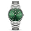 Franklord Prestige Emerald Steel Men's Watch – Green Sunburst Dial & Stainless Steel Bracelet