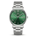 Franklord Prestige Emerald Steel Men's Watch – Green Sunburst Dial & Stainless Steel Bracelet