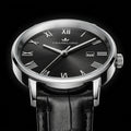 Franklord Prestige Onyx Leather Men's Watch – Black Sunburst Dial & Black Leather Strap