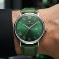 Franklord Prestige Emerald Leather Men's Watch – Green Sunburst Dial & Green Leather Strap