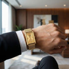 Franklord The Indian Tank – Gold Luxe | Gold Rectangular Slim Watch for Men