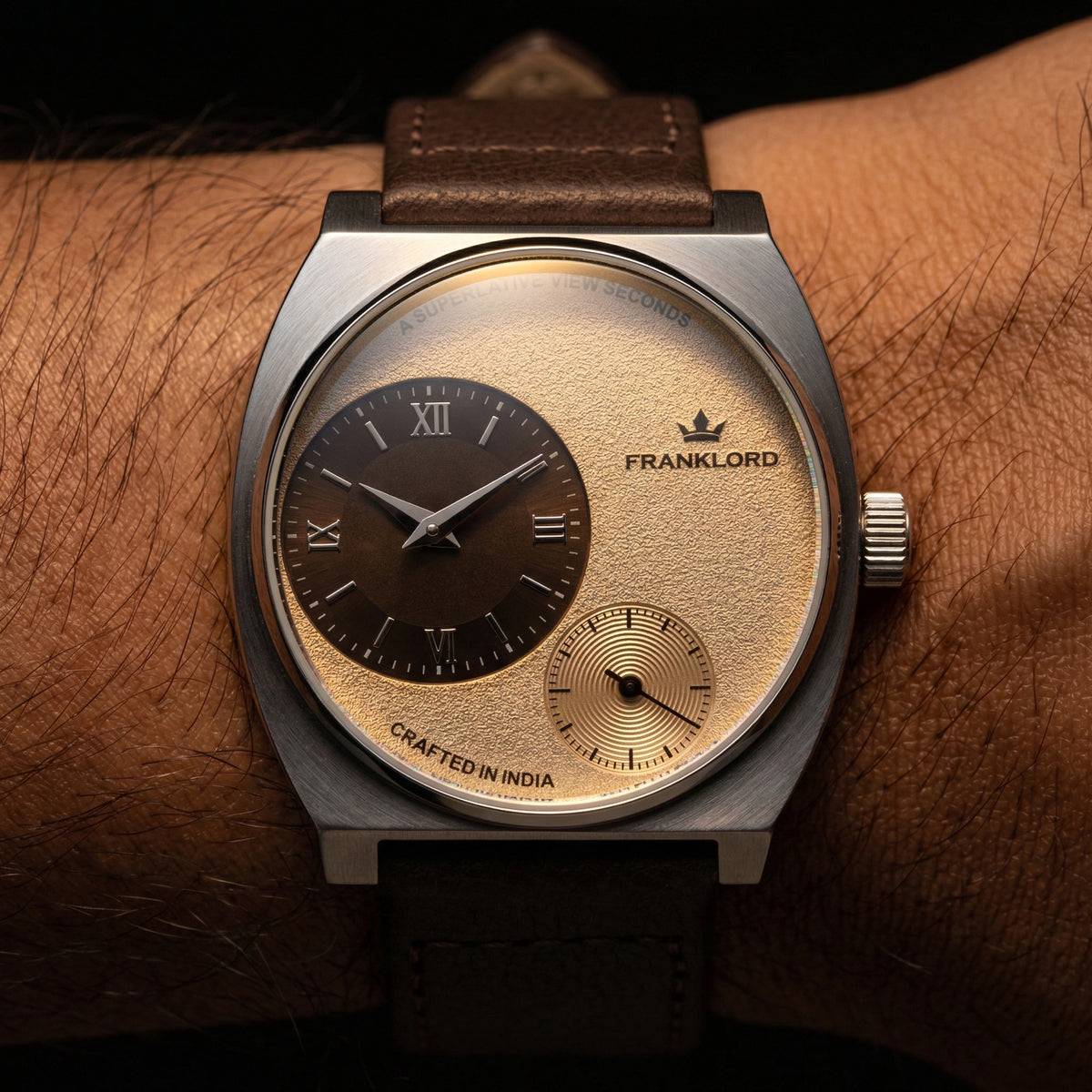 Franklord Eccentrica | Asymmetric Small Second Watch - The Champagne Dune