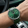 Franklord Prestige Emerald Leather Men's Watch – Green Sunburst Dial & Green Leather Strap