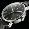 Franklord Prestige Onyx Leather Men's Watch – Black Sunburst Dial & Black Leather Strap