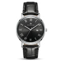 Franklord Prestige Onyx Leather Men's Watch – Black Sunburst Dial & Black Leather Strap