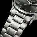 Franklord Prestige Onyx Steel Men's Watch – Black Sunburst Dial & Stainless Steel Bracelet