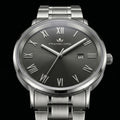 Franklord Prestige Onyx Steel Men's Watch – Black Sunburst Dial & Stainless Steel Bracelet