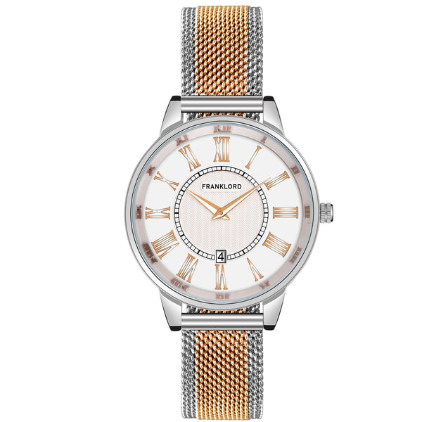 ROMAL VI - Rose Gold - Date Dynamo Precision Horizon Watch For Women F-100 IL