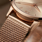 Franklord Classique Women's Ultra-Slim Watch – 32mm Rose Gold Stainless Steel Mesh