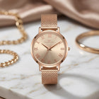 Franklord Classique Women's Ultra-Slim Watch – 32mm Rose Gold Stainless Steel Mesh