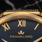 Franklord Classique Women's Ultra-Slim Watch – 32mm Gold Stainless Steel with Black Roman Dial