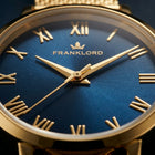 Franklord Classique Women's Ultra-Slim Watch – 32mm Gold Stainless Steel with Blue Roman Dial