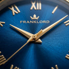 Franklord Classique Women's Ultra-Slim Watch – 32mm Gold Stainless Steel with Blue Roman Dial