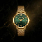 Franklord Classique Women's Ultra-Slim Watch – 32mm Gold Stainless Steel with Green Roman Dial
