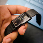 Franklord The Indian Tank – Noir Luxe | Rectangular Black Dial Slim Watch for Men