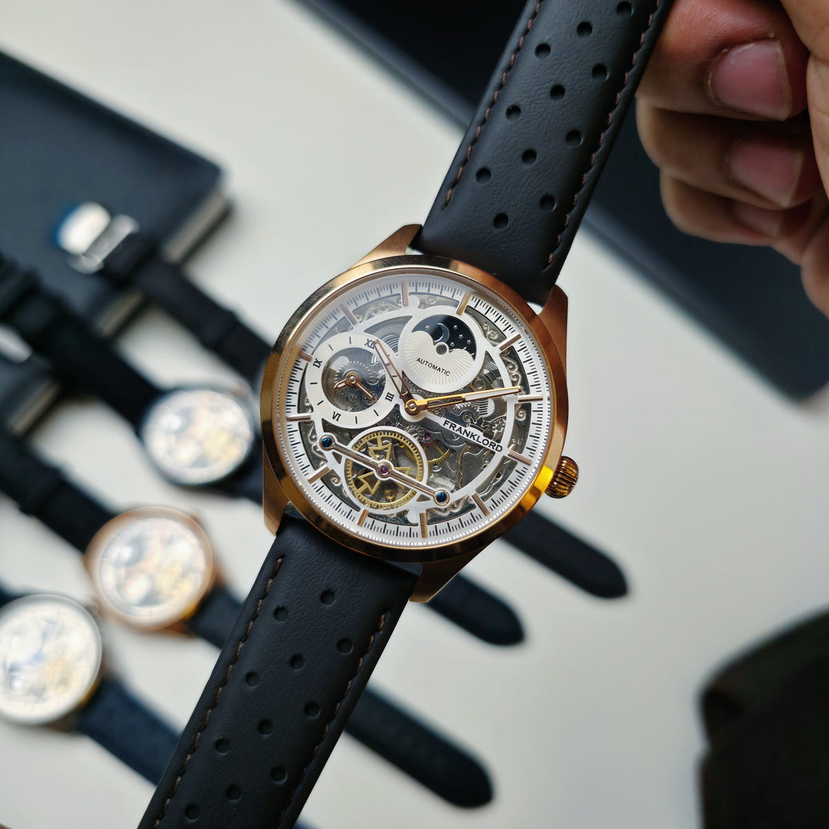 Franklord Navigator Solstice - Dual Time Automatic Skeleton Watch For Men