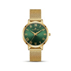 Franklord Classique Women's Ultra-Slim Watch – 32mm Gold Stainless Steel with Green Roman Dial