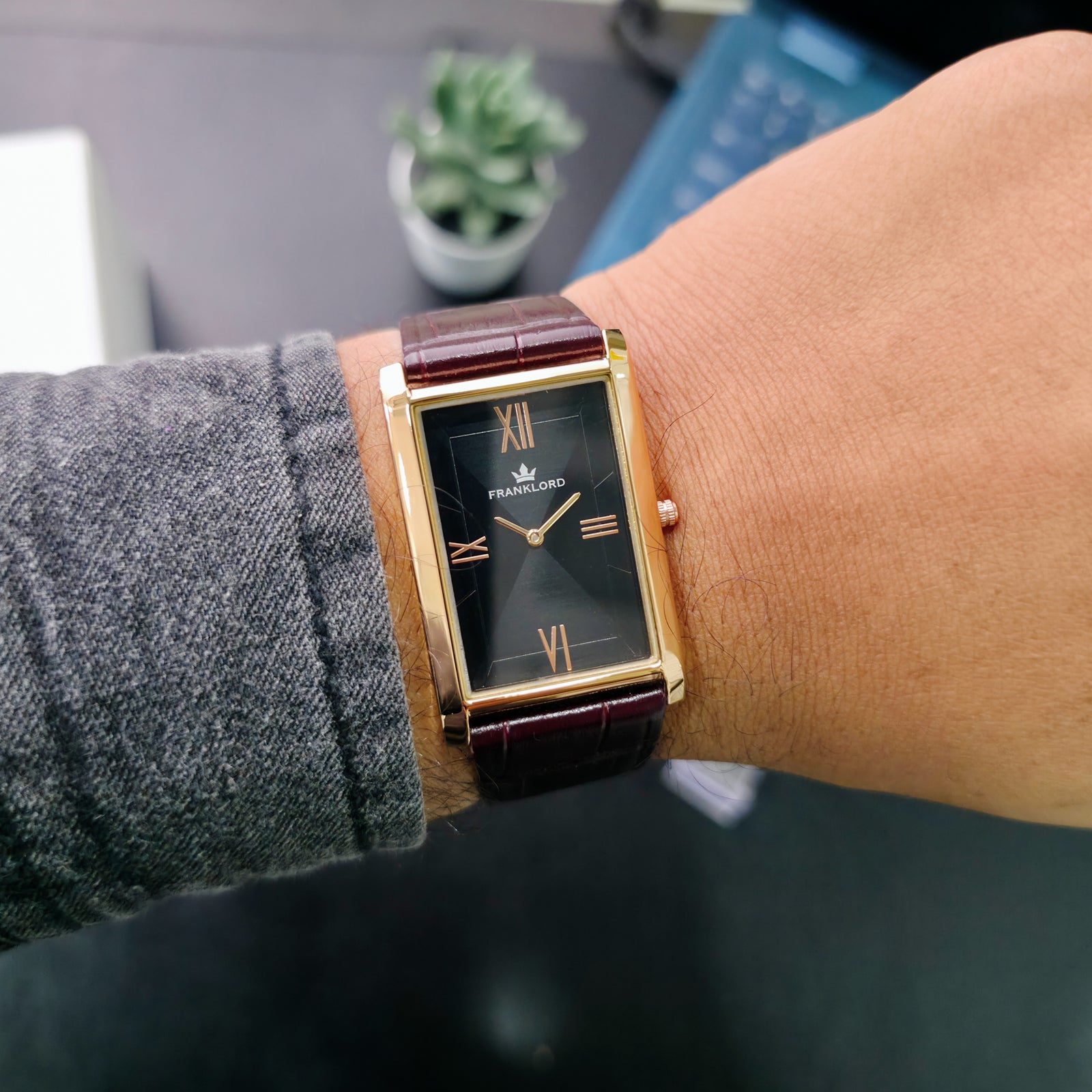  Franklord Black Royale worn on wrist with formal wear, showcasing luxury appeal of The Indian Tank