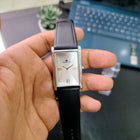 Center-focused image of Franklord Monarch Silver highlighting diamond-cut white dial and slim case