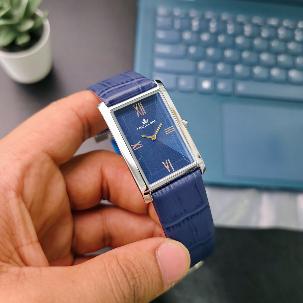 Ocean Crest – Franklord Rectangular Watch in Silver Blue Premium