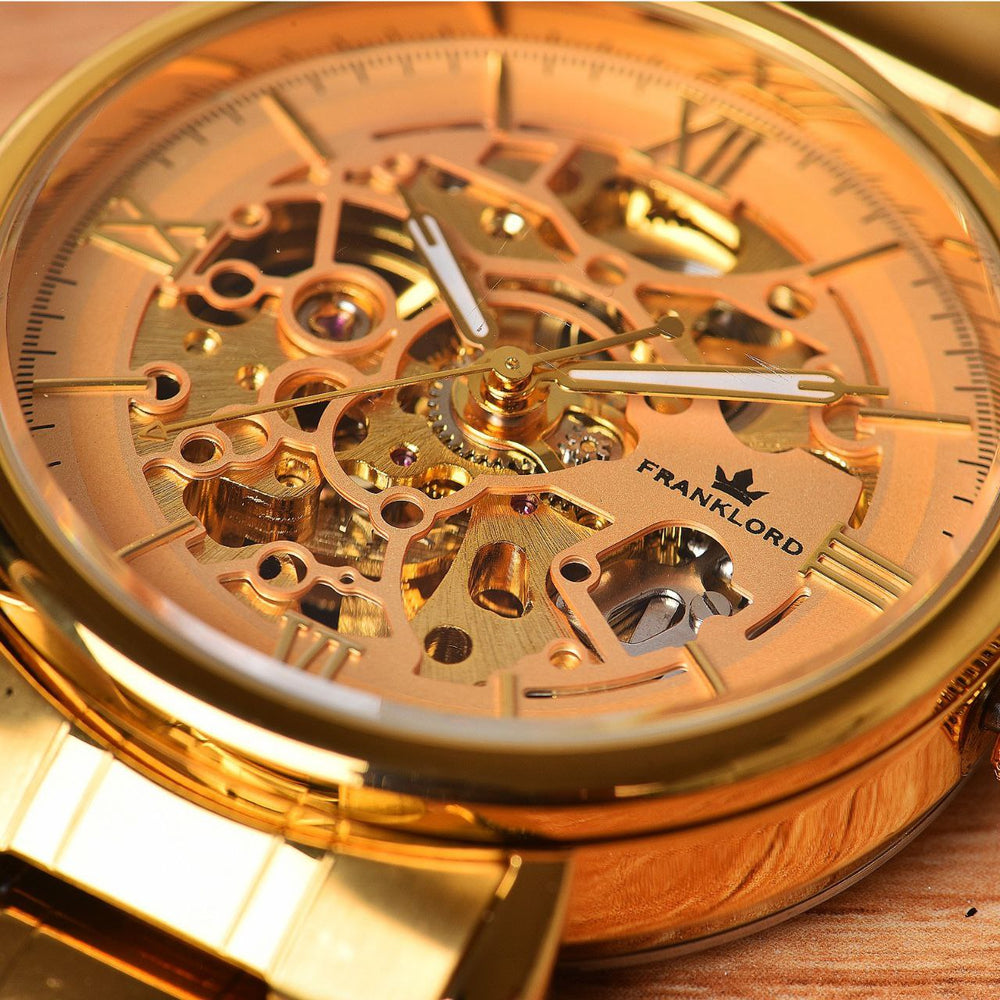 Franklord Mechanis Regal Gold Premium Gold Skeleton Automatic Watch