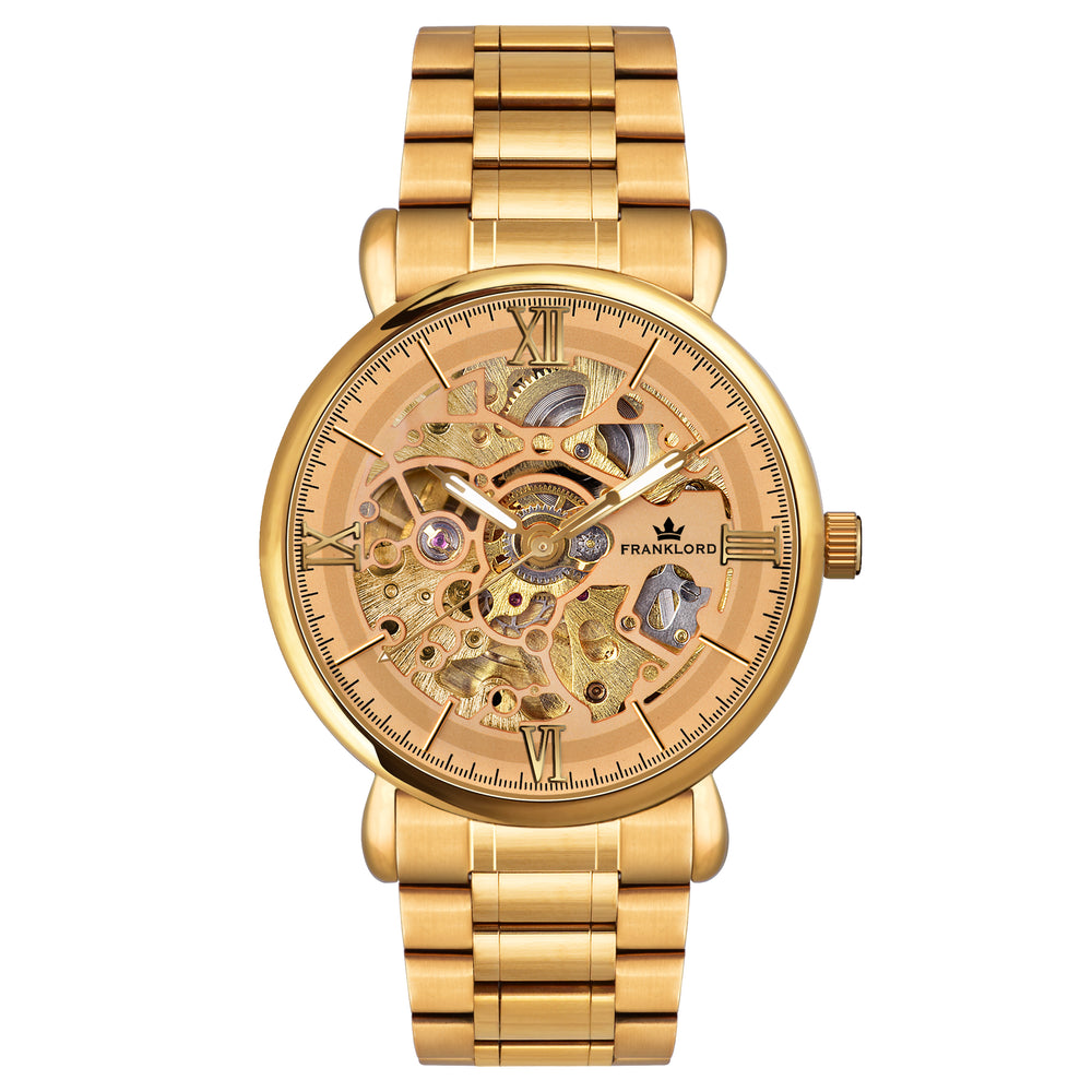 Franklord Mechanis Regal Gold Premium Gold Skeleton Automatic Watch