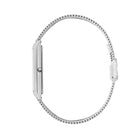 Ultra-slim side profile of Franklord Platinum Luxe with curved lugs and mesh strap